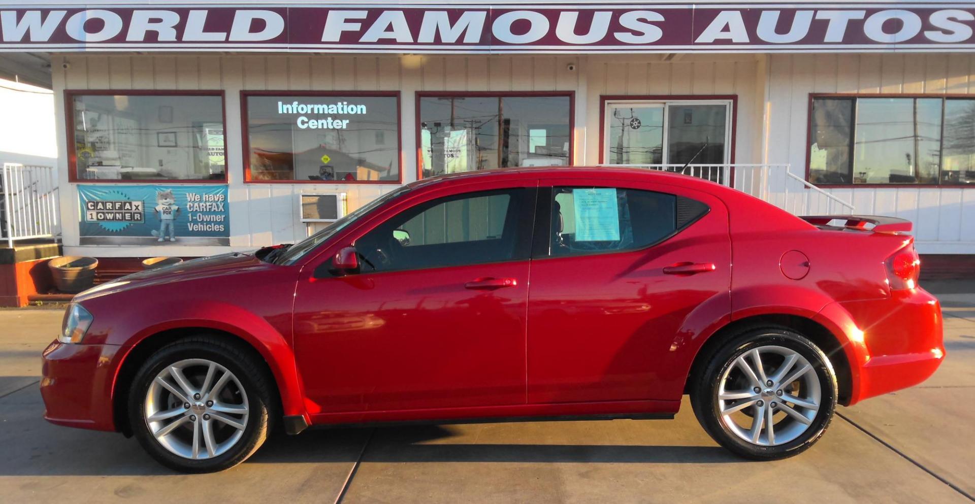 2013 RED Dodge Avenger SXT (1C3CDZCB9DN) with an 2.4L L4 DOHC 16V engine, 6-Speed Automatic transmission, located at 502 S. Riverside Avenue, Medford, OR, 97501, (541) 773-3136, 42.322803, -122.867477 - Photo#0