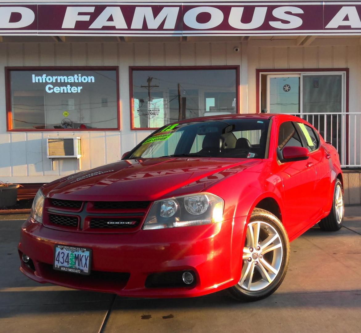 2013 RED Dodge Avenger SXT (1C3CDZCB9DN) with an 2.4L L4 DOHC 16V engine, 6-Speed Automatic transmission, located at 502 S. Riverside Avenue, Medford, OR, 97501, (541) 773-3136, 42.322803, -122.867477 - Photo#1