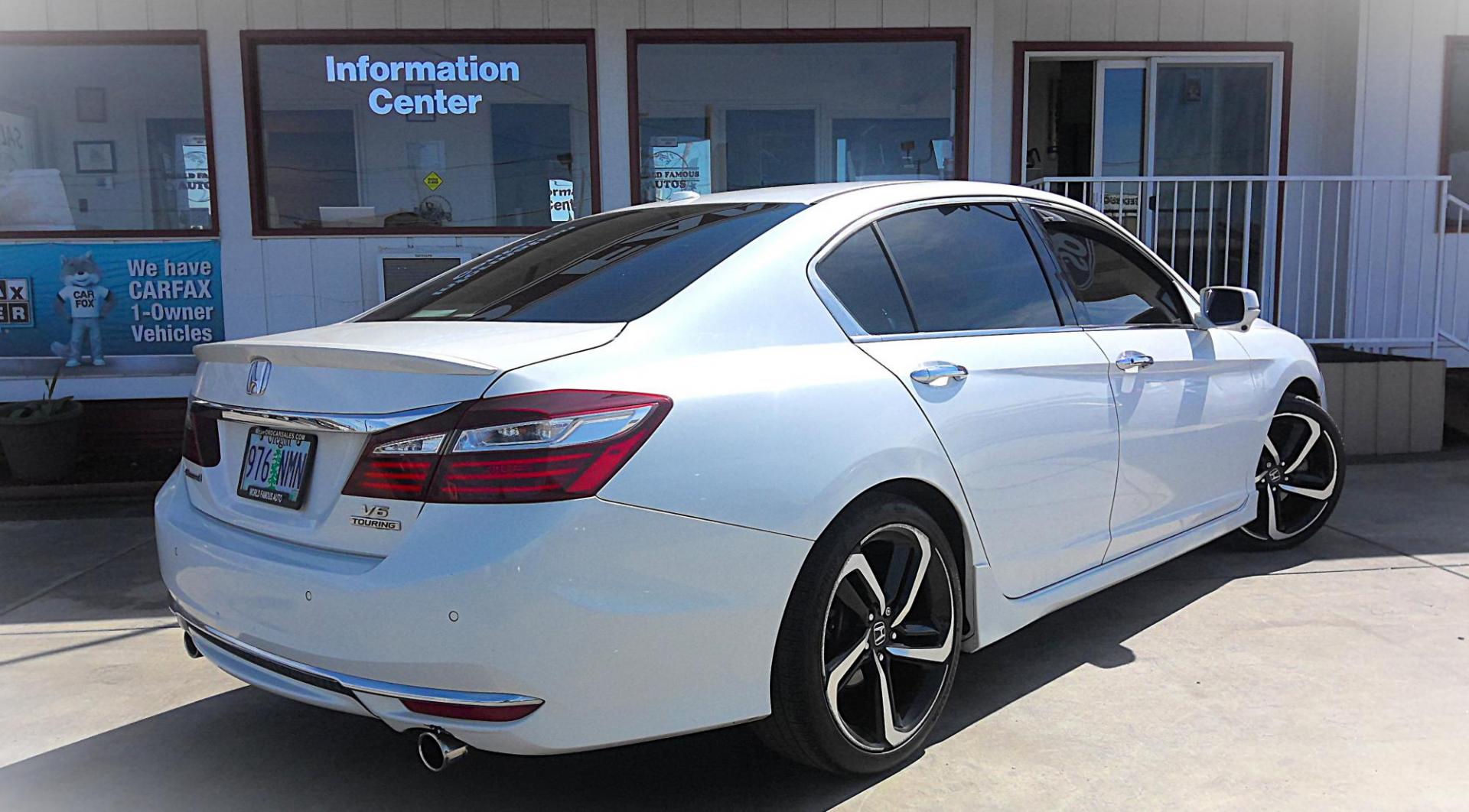 2016 WHITE Honda Accord Touring V6 Sedan 6-Spd AT (1HGCR3F94GA) with an 3.5L V6 SOHC 24V engine, 6A transmission, located at 502 S. Riverside Avenue, Medford, OR, 97501, (541) 773-3136, 42.322803, -122.867477 - Photo#2