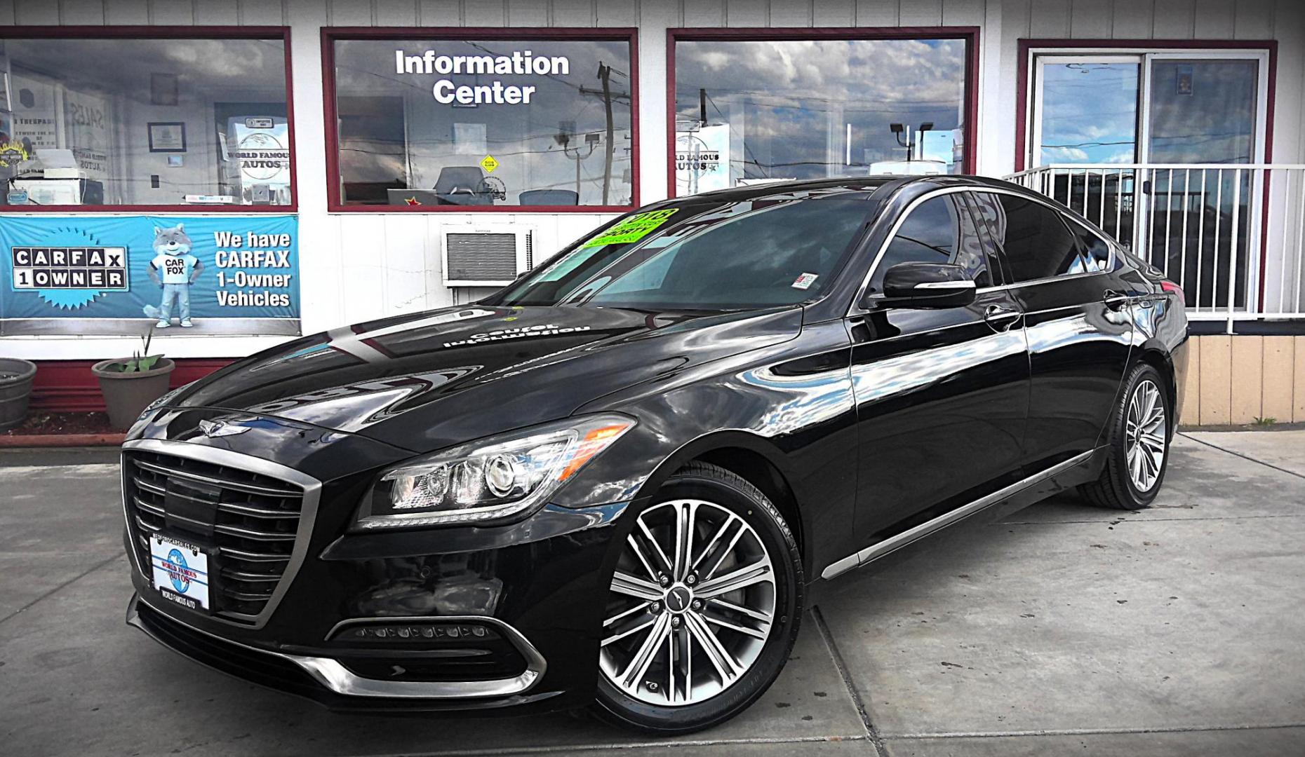 2018 BLACK Genesis G80 3.8 (KMHGN4JE1JU) with an 3.8L V6 DOHC 24V engine, 8A transmission, located at 502 S. Riverside Avenue, Medford, OR, 97501, (541) 773-3136, 42.322803, -122.867477 - Photo#1