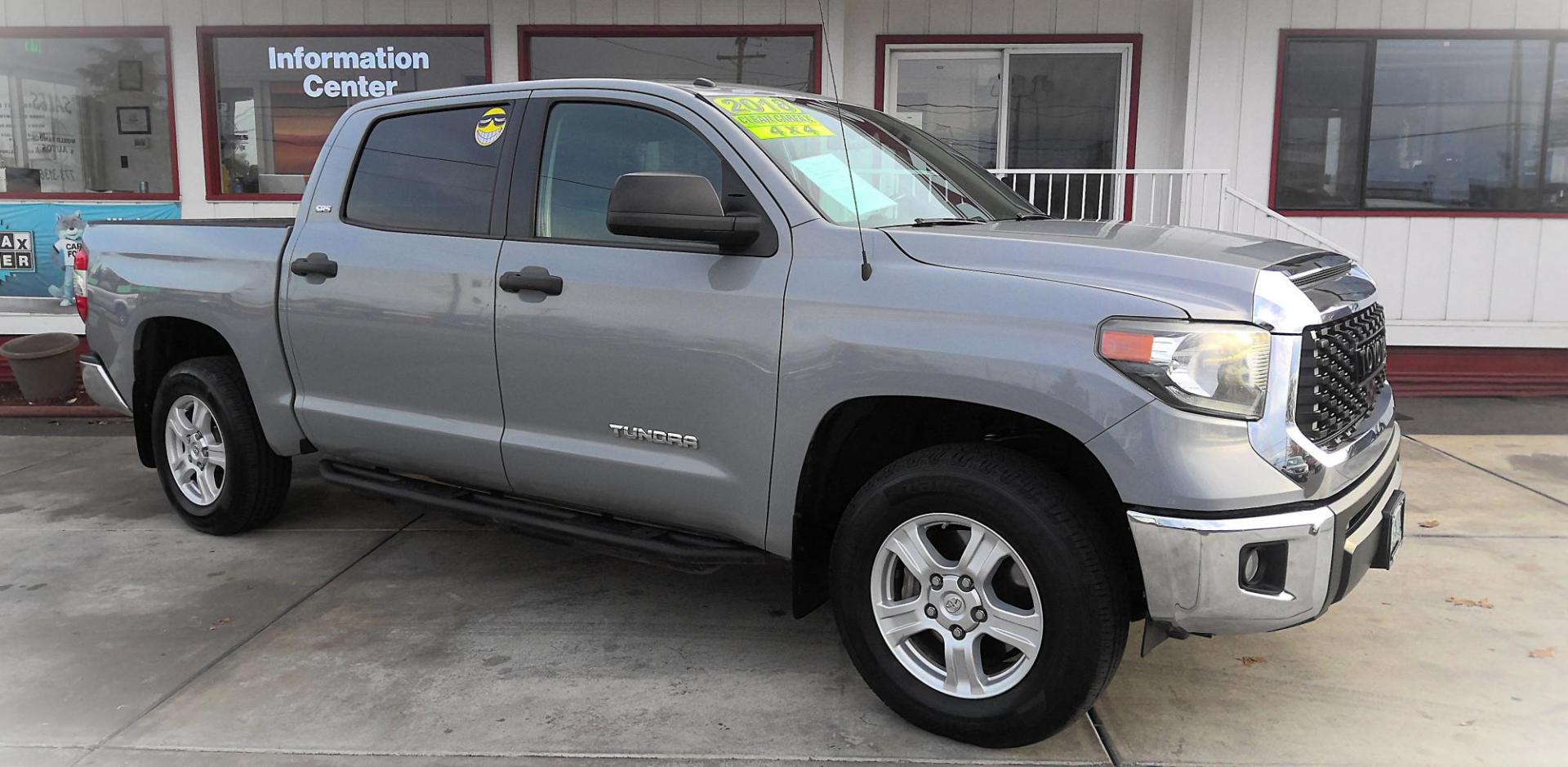2018 GRAY Toyota Tundra SR5 4.6L V8 CrewMax 4WD (5TFDM5F13JX) with an 4.6L V8 DOHC 32V engine, 6A transmission, located at 502 S. Riverside Avenue, Medford, OR, 97501, (541) 773-3136, 42.322803, -122.867477 - Photo#1