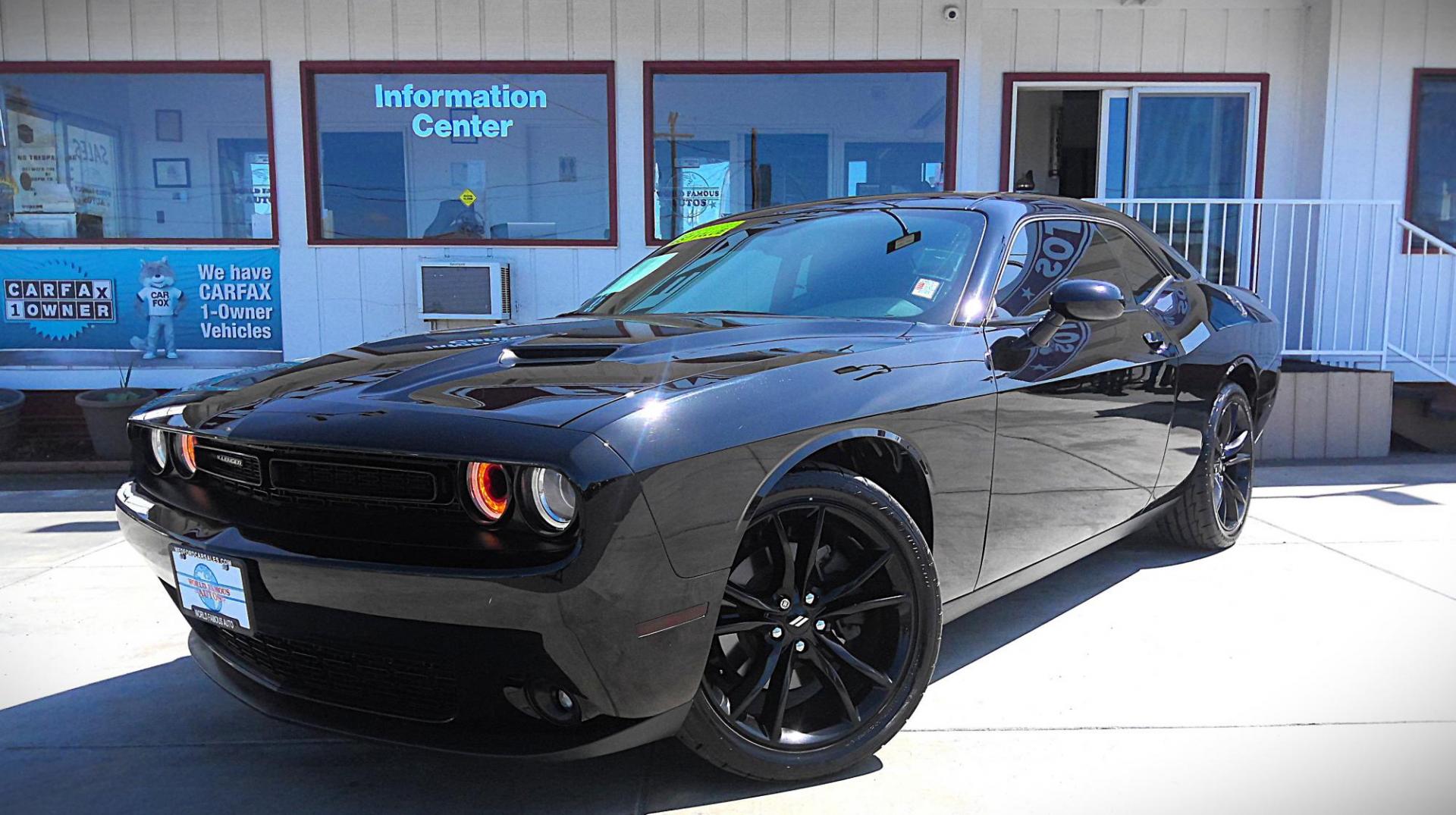 2018 BLACK Dodge Challenger SXT (2C3CDZAG9JH) with an 3.6L V6 DOHC 24V engine, 8A transmission, located at 502 S. Riverside Avenue, Medford, OR, 97501, (541) 773-3136, 42.322803, -122.867477 - Photo#1