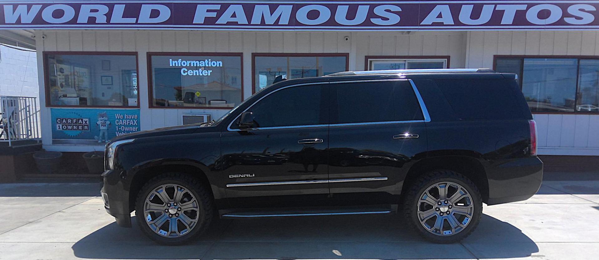 2015 BLACK GMC Yukon Denali 4WD (1GKS2CKJ4FR) with an 6.2L V8 OHV 16V engine, 6-Speed Automatic transmission, located at 502 S. Riverside Avenue, Medford, OR, 97501, (541) 773-3136, 42.322803, -122.867477 - Photo#0