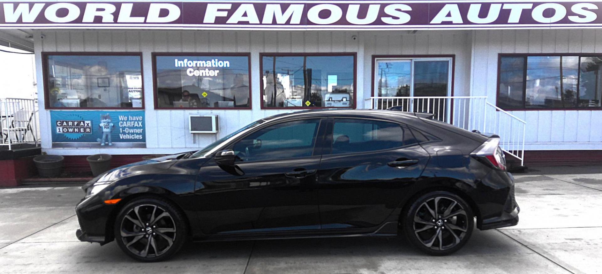 2018 BLACK Honda Civic Sport 6M (SHHFK7G46JU) with an 2.0L L4 DOHC 16V TURBO engine, 6M transmission, located at 502 S. Riverside Avenue, Medford, OR, 97501, (541) 773-3136, 42.322803, -122.867477 - Photo#0