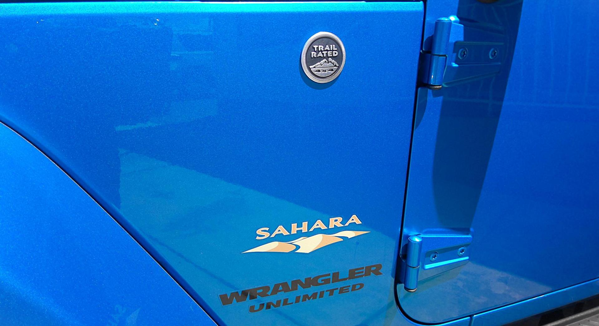2014 BLUE Jeep Wrangler Unlimited Sahara 4WD (1C4BJWEG9EL) with an 3.6L V6 DOHC 24V FFV engine, located at 502 S. Riverside Avenue, Medford, OR, 97501, (541) 773-3136, 42.322803, -122.867477 - Photo#3