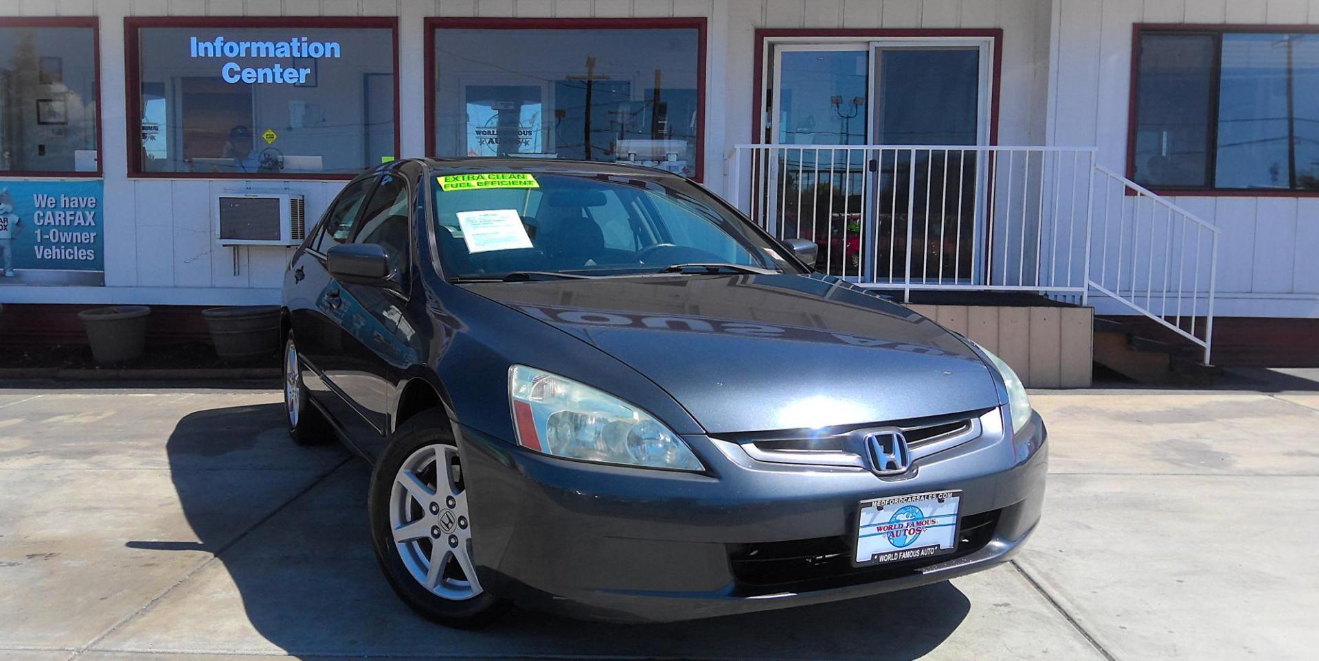 2004 GRAY Honda Accord EX V-6 Sedan AT with Navigation System and XM Radi (1HGCM66854A) with an 3.0L V6 SOHC 24V engine, 5-Speed Automatic Overdrive transmission, located at 502 S. Riverside Avenue, Medford, OR, 97501, (541) 773-3136, 42.322803, -122.867477 - Photo#1