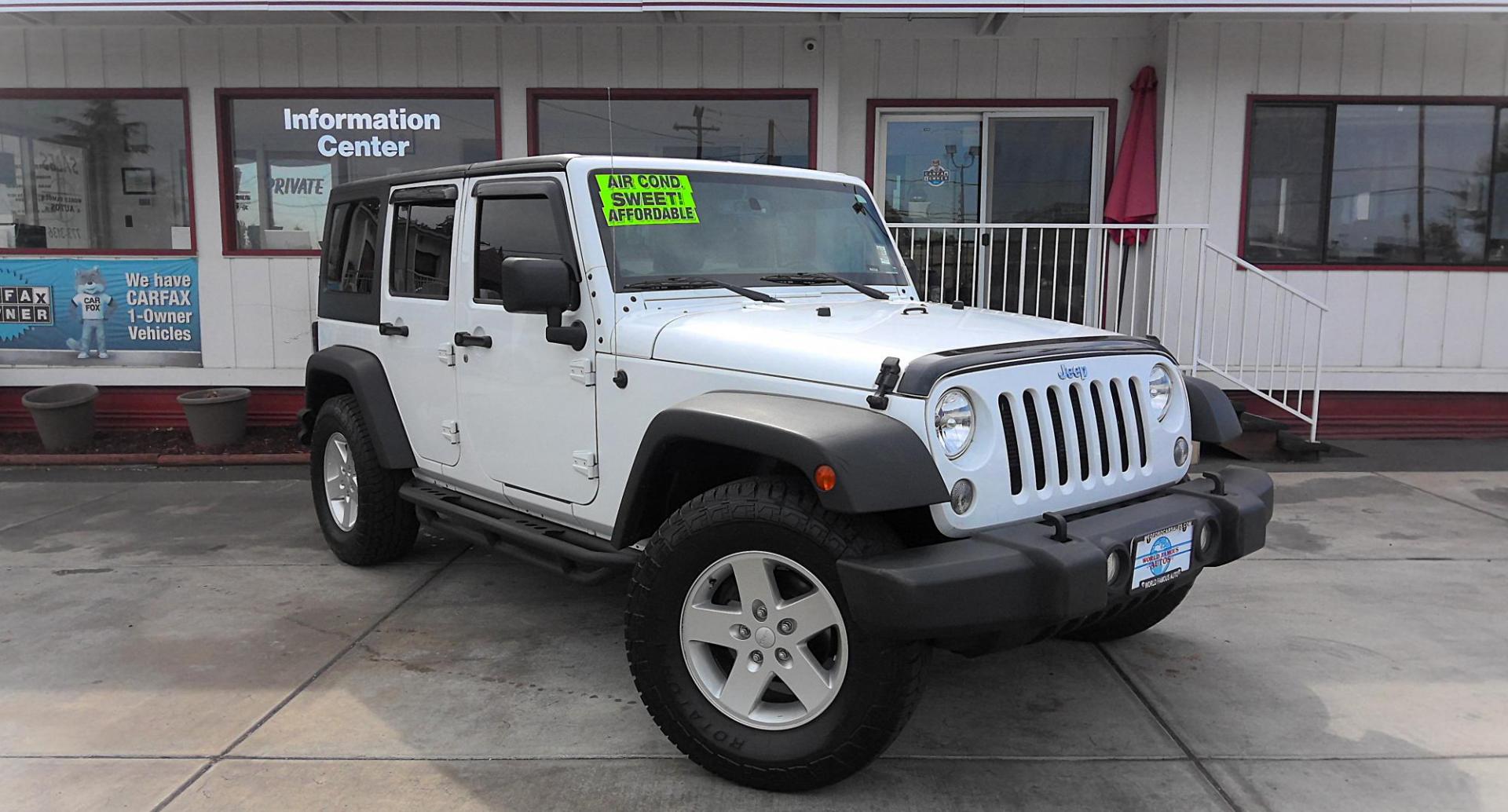 2016 WHITE Jeep Wrangler Unlimited Sport 4WD (1C4BJWDG0GL) with an 3.6L V6 DOHC 24V FFV engine, located at 502 S. Riverside Avenue, Medford, OR, 97501, (541) 773-3136, 42.322803, -122.867477 - Photo#1