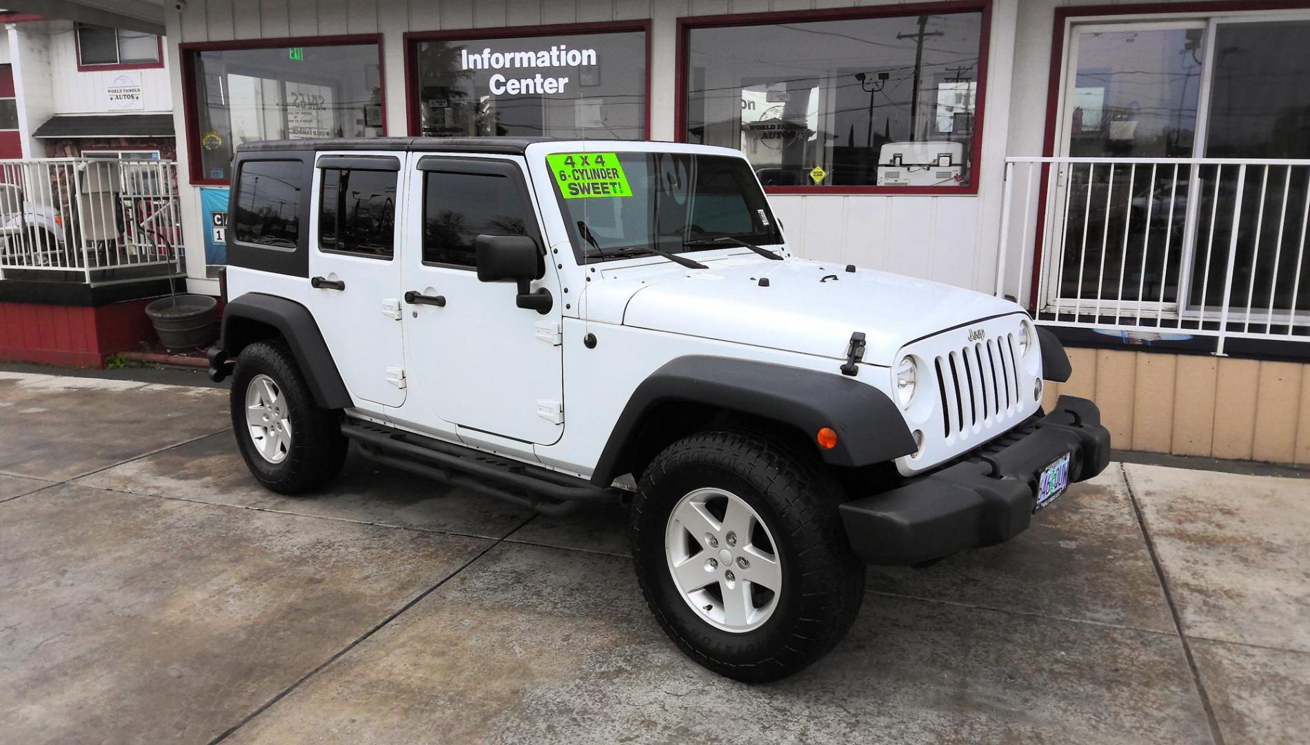 2016 WHITE Jeep Wrangler Unlimited Sport 4WD (1C4BJWDG0GL) with an 3.6L V6 DOHC 24V FFV engine, located at 502 S. Riverside Avenue, Medford, OR, 97501, (541) 773-3136, 42.322803, -122.867477 - Photo#1