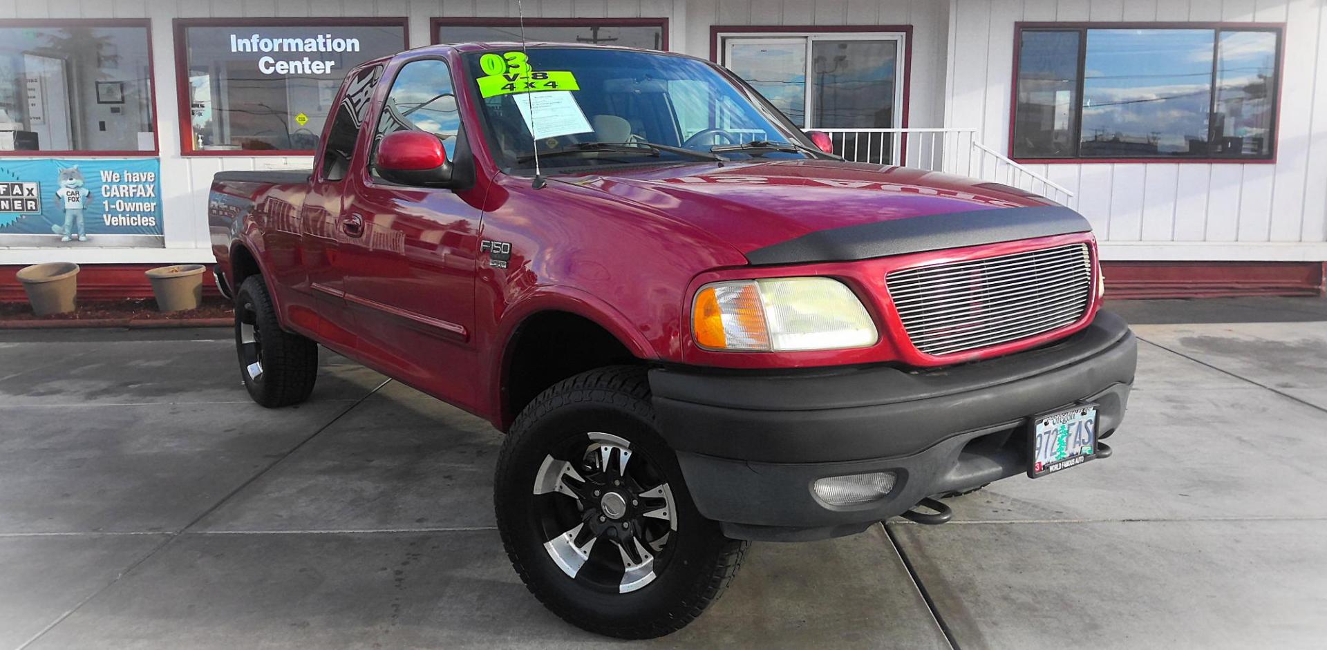 2003 RED Ford F-150 Lariat SuperCab 4WD (2FTRX18L63C) with an 5.4L V8 SOHC 16V engine, 4-Speed Automatic Overdrive transmission, located at 502 S. Riverside Avenue, Medford, OR, 97501, (541) 773-3136, 42.322803, -122.867477 - Photo#1