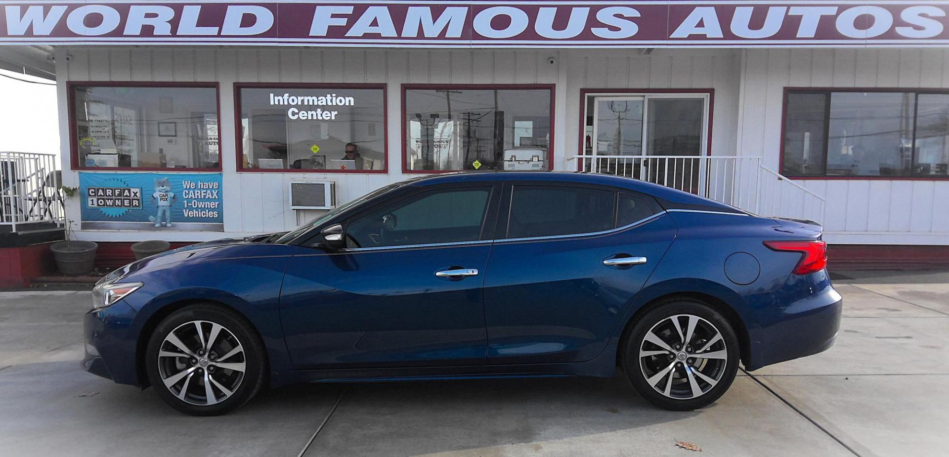 2017 BLUE Nissan Maxima 3.5 S (1N4AA6AP6HC) with an 3.5L V6 DOHC 24V engine, CVT transmission, located at 502 S. Riverside Avenue, Medford, OR, 97501, (541) 773-3136, 42.322803, -122.867477 - Photo#0