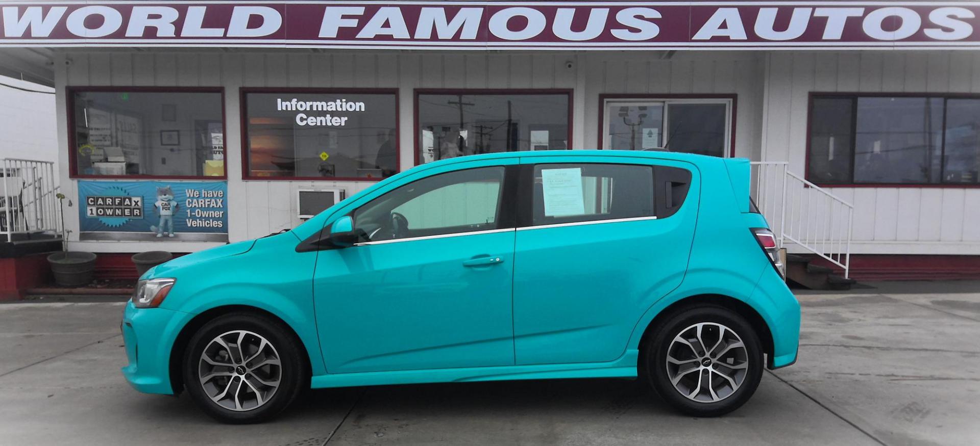 2020 BLUE Chevrolet Sonic LT Auto 5-Door (1G1JD6SB3L4) with an 1.4L L4 DOHC 24V TURBO engine, 6A transmission, located at 502 S. Riverside Avenue, Medford, OR, 97501, (541) 773-3136, 42.322803, -122.867477 - Photo#0