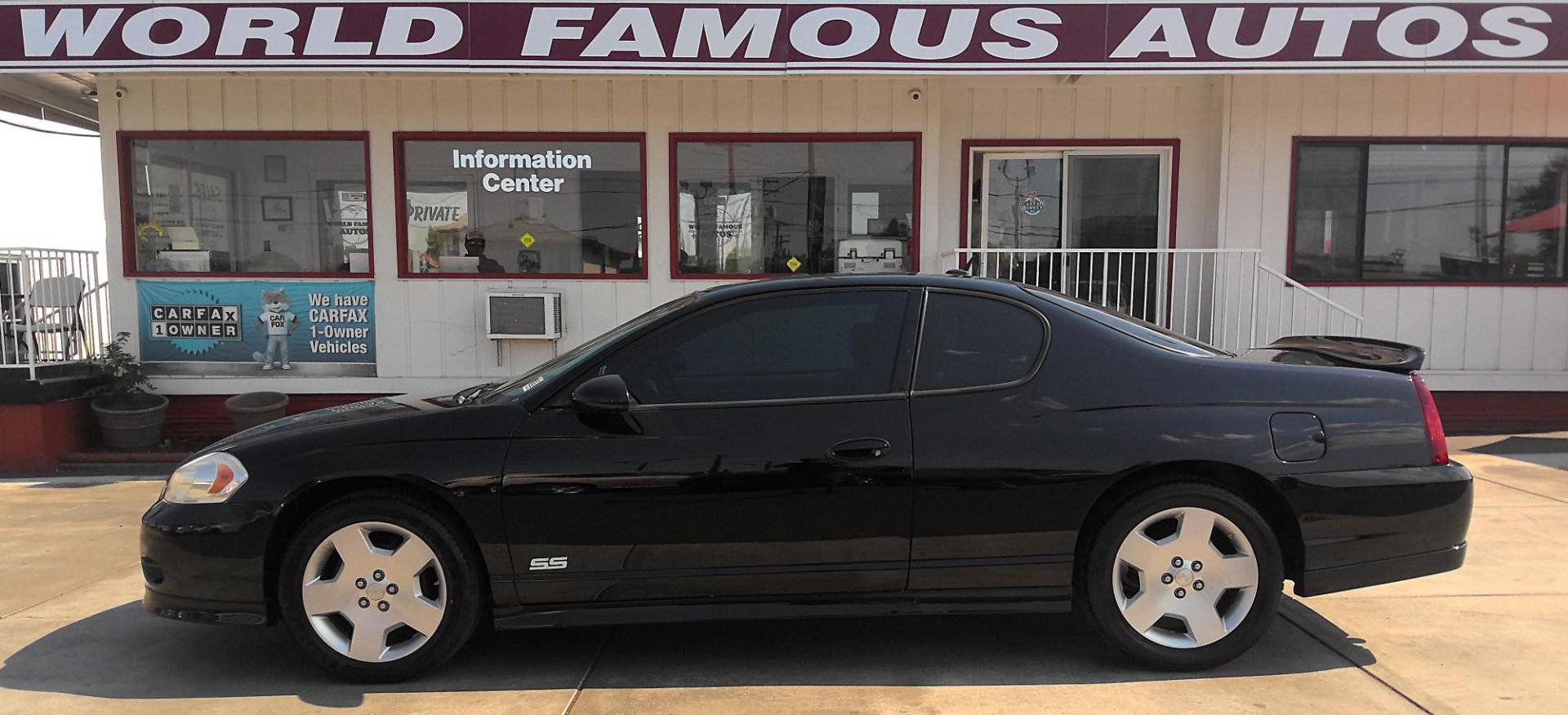 2006 BLACK Chevrolet Monte Carlo SS (2G1WL16C769) with an 5.3L V8 OHV 16V engine, 4-Speed Automatic Overdrive transmission, located at 502 S. Riverside Avenue, Medford, OR, 97501, (541) 773-3136, 42.322803, -122.867477 - Photo#0