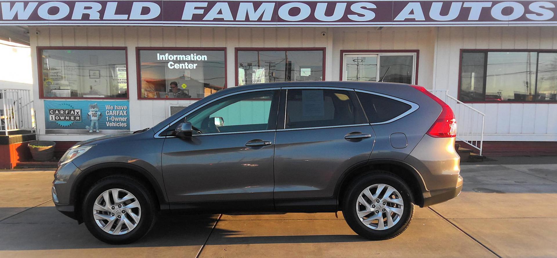 2015 GRAY Honda CR-V EX 4WD (2HKRM4H52FH) with an 2.4L L4 DOHC 16V engine, Continuously Variable Transmission transmission, located at 502 S. Riverside Avenue, Medford, OR, 97501, (541) 773-3136, 42.322803, -122.867477 - Photo#0