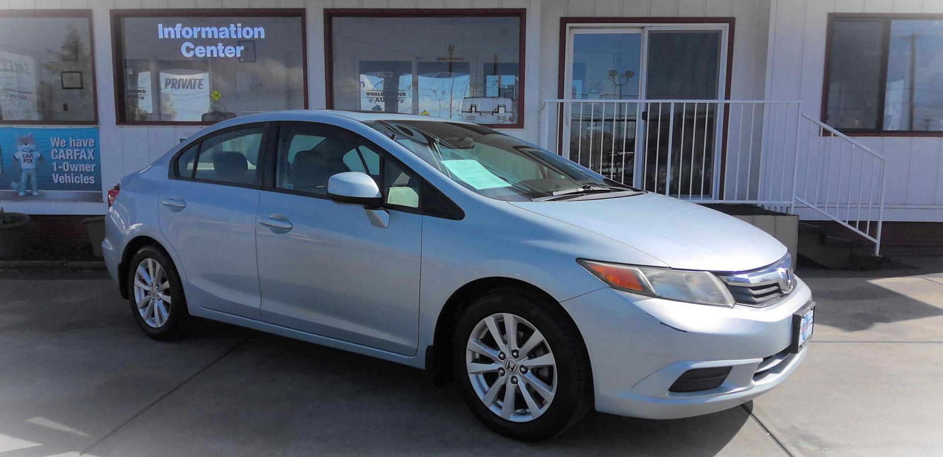 2012 BLUE Honda Civic EX-L Sedan 5-Speed AT (2HGFB2F90CH) with an 1.8L L4 SOHC 16V engine, 5-Speed Automatic transmission, located at 502 S. Riverside Avenue, Medford, OR, 97501, (541) 773-3136, 42.322803, -122.867477 - Photo#1