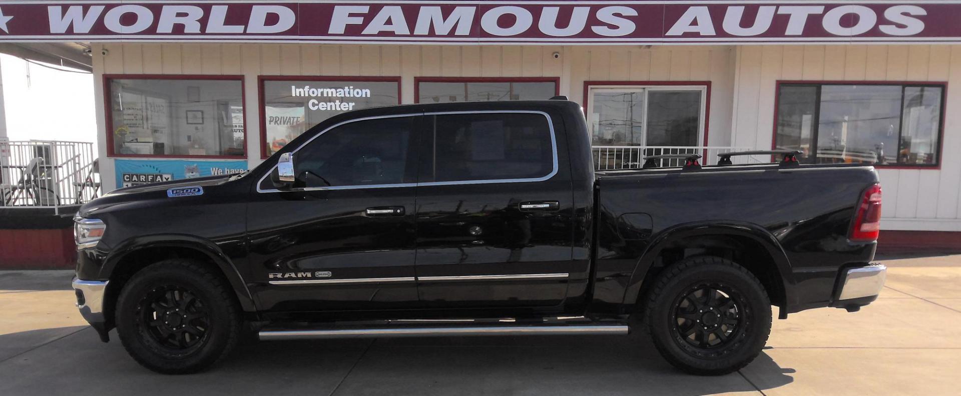 2019 BLACK RAM 1500 Longhorn Crew Cab SWB 4WD (1C6SRFKT8KN) with an 5.7L V8 OHV 16V engine, 8A transmission, located at 502 S. Riverside Avenue, Medford, OR, 97501, (541) 773-3136, 42.322803, -122.867477 - Photo#0