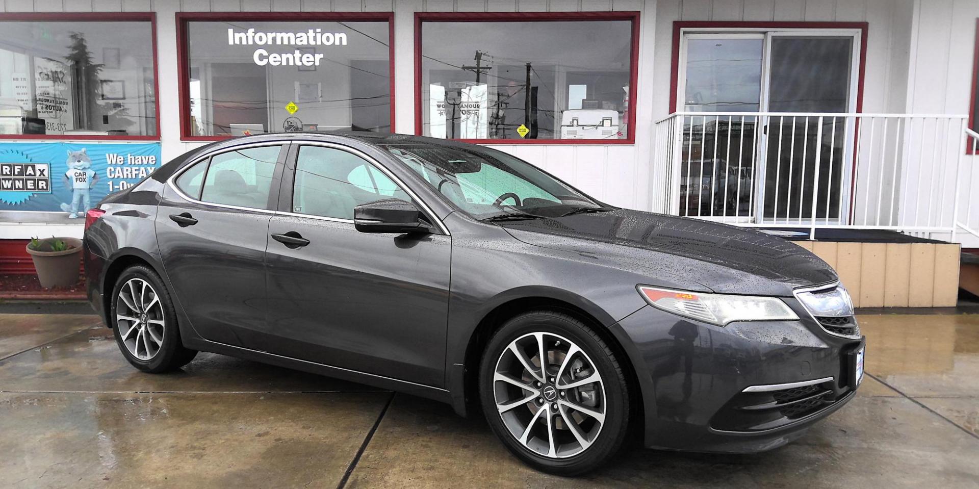 2015 GRAY Acura TLX 9-Spd AT w/Technology Package (19UUB2F50FA) with an 3.5L V6 SOHC 24V engine, 9-Speed Automatic transmission, located at 502 S. Riverside Avenue, Medford, OR, 97501, (541) 773-3136, 42.322803, -122.867477 - Photo#1