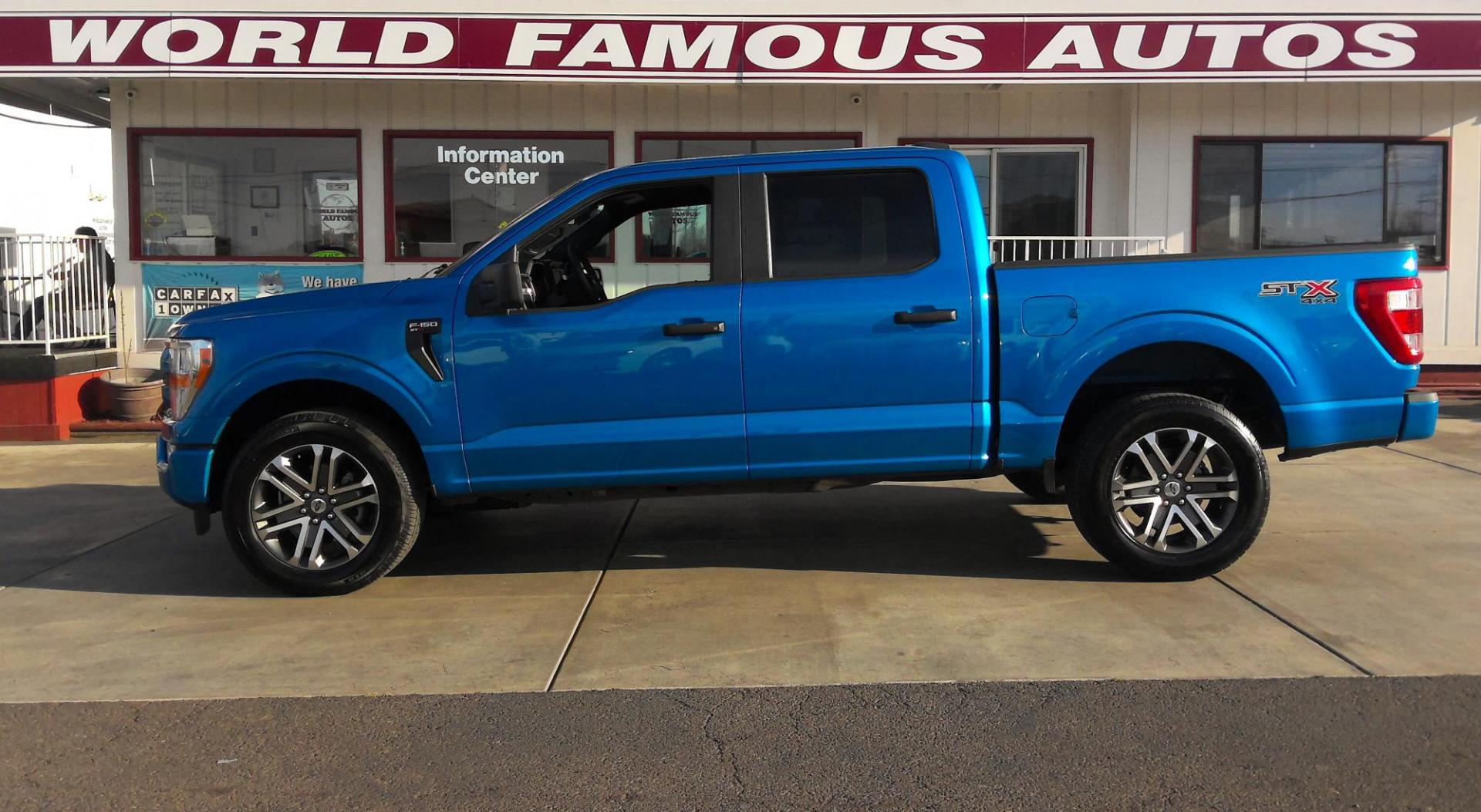 2021 BLUE Ford F-150 Lariat SuperCrew 5.5-ft. Bed 4WD (1FTFW1E84MF) with an 4.6L V8 SOHC 24V engine, located at 502 S. Riverside Avenue, Medford, OR, 97501, (541) 773-3136, 42.322803, -122.867477 - Photo#0
