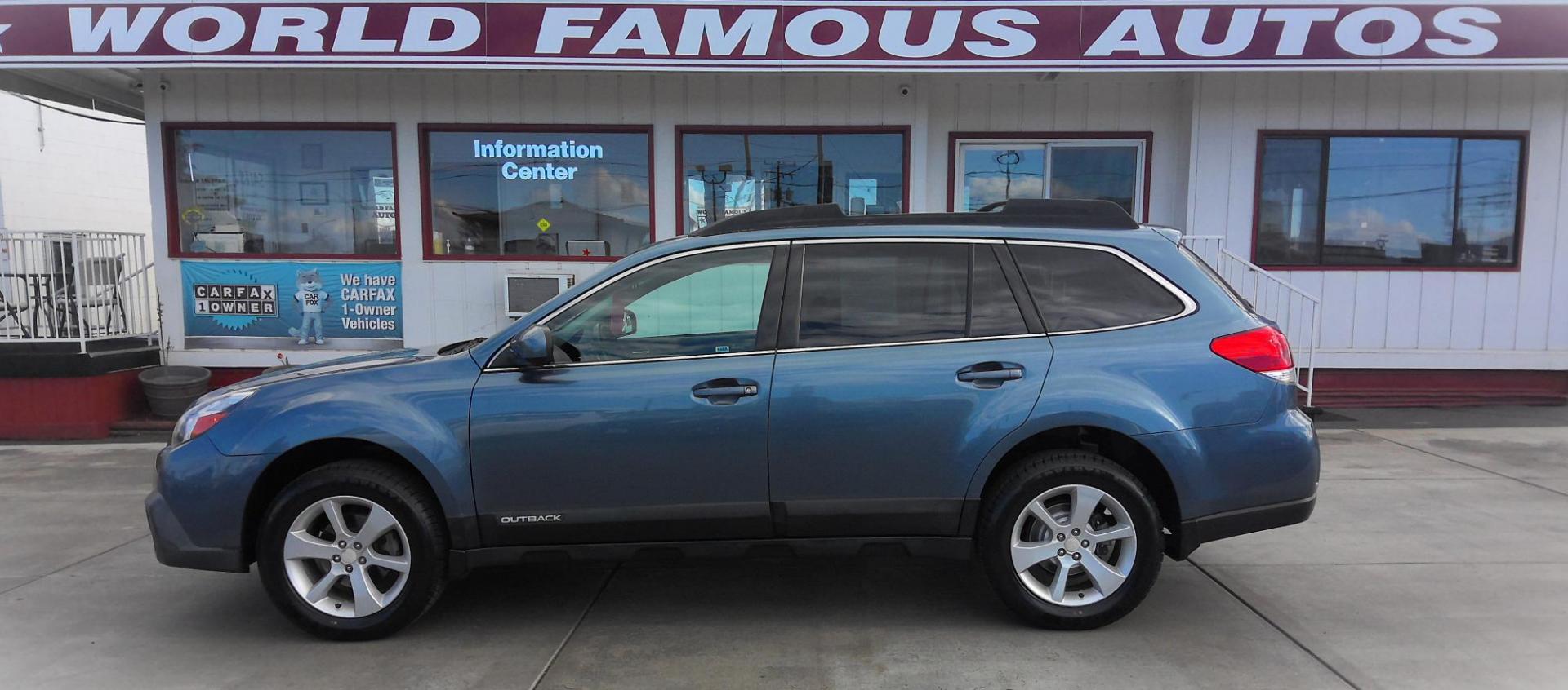 2014 BLUE Subaru Outback 2.5I Premium (4S4BRBCCXE3) with an 2.5L H4 DOHC 16V engine, located at 502 S. Riverside Avenue, Medford, OR, 97501, (541) 773-3136, 42.322803, -122.867477 - Photo#0