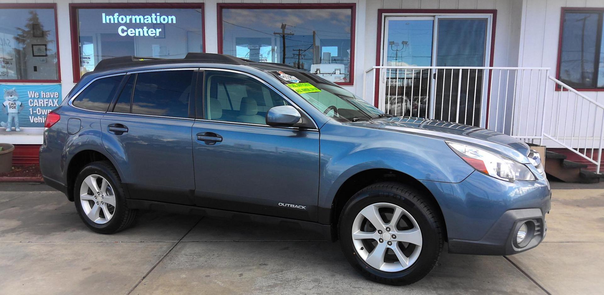 2014 BLUE Subaru Outback 2.5I Premium (4S4BRBCCXE3) with an 2.5L H4 DOHC 16V engine, located at 502 S. Riverside Avenue, Medford, OR, 97501, (541) 773-3136, 42.322803, -122.867477 - Photo#1