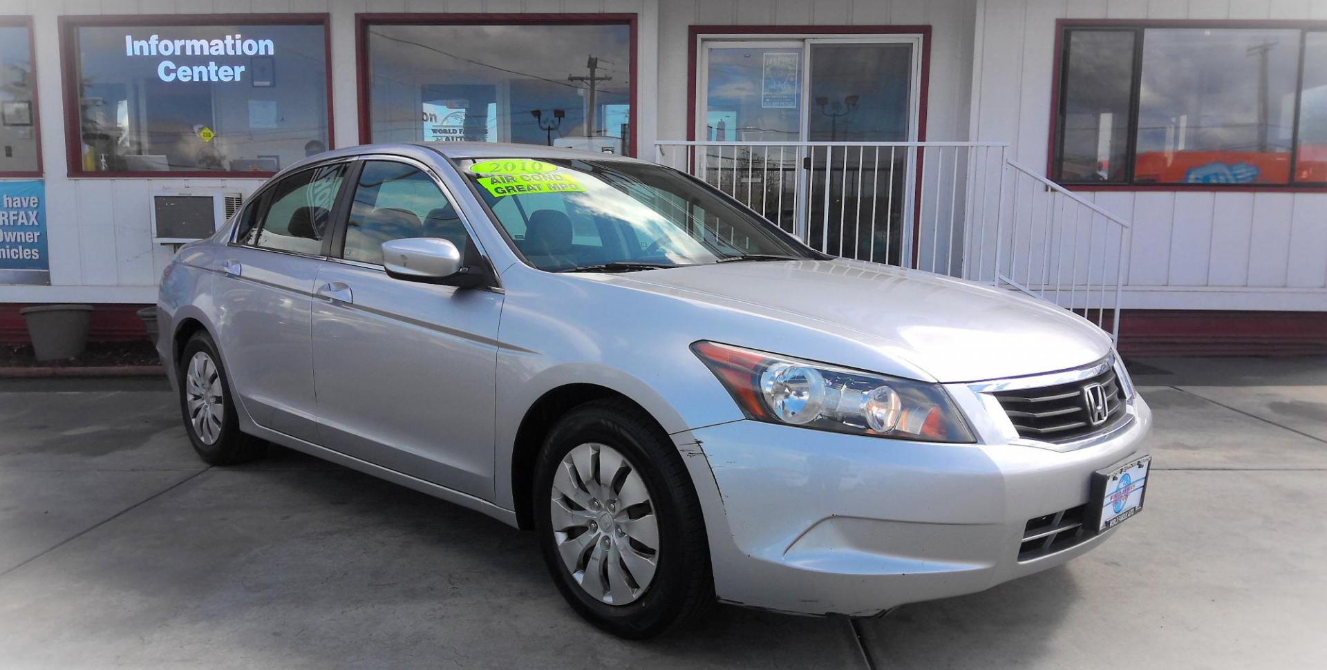 2010 SILVER Honda Accord LX Sedan AT (1HGCP2F32AA) with an 2.4L L4 DOHC 16V engine, 5-Speed Automatic transmission, located at 502 S. Riverside Avenue, Medford, OR, 97501, (541) 773-3136, 42.322803, -122.867477 - Photo#1