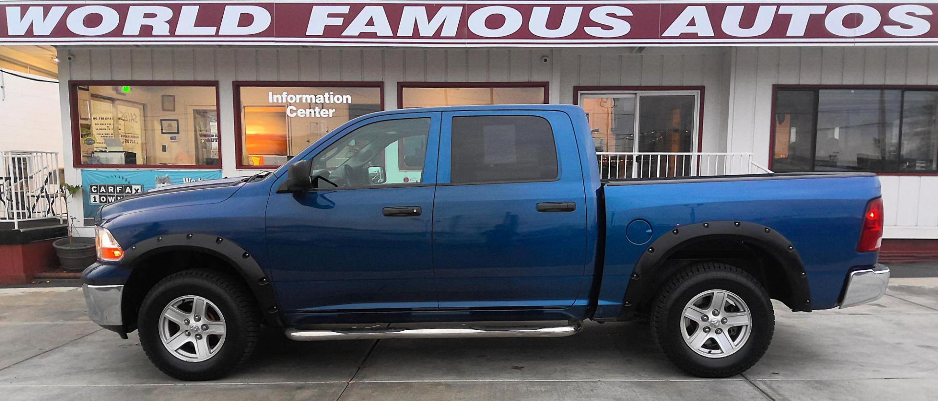 2010 BLUE Dodge Ram 1500 Laramie Crew Cab 4WD (1D7RV1CT3AS) with an 5.7L V8 OHV 16V engine, 5-Speed Automatic transmission, located at 502 S. Riverside Avenue, Medford, OR, 97501, (541) 773-3136, 42.322803, -122.867477 - Photo#0