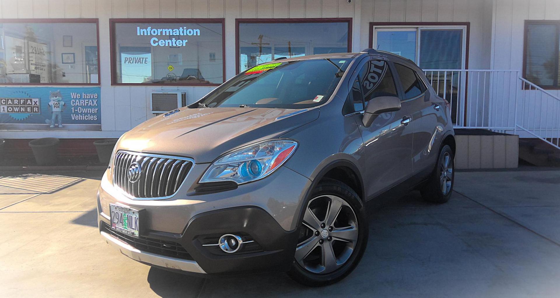 2013 BROWN Buick Encore Leather AWD (KL4CJGSB7DB) with an 1.4L L4 DOHC 16V TURBO engine, 6-Speed Automatic transmission, located at 502 S. Riverside Avenue, Medford, OR, 97501, (541) 773-3136, 42.322803, -122.867477 - Photo#1
