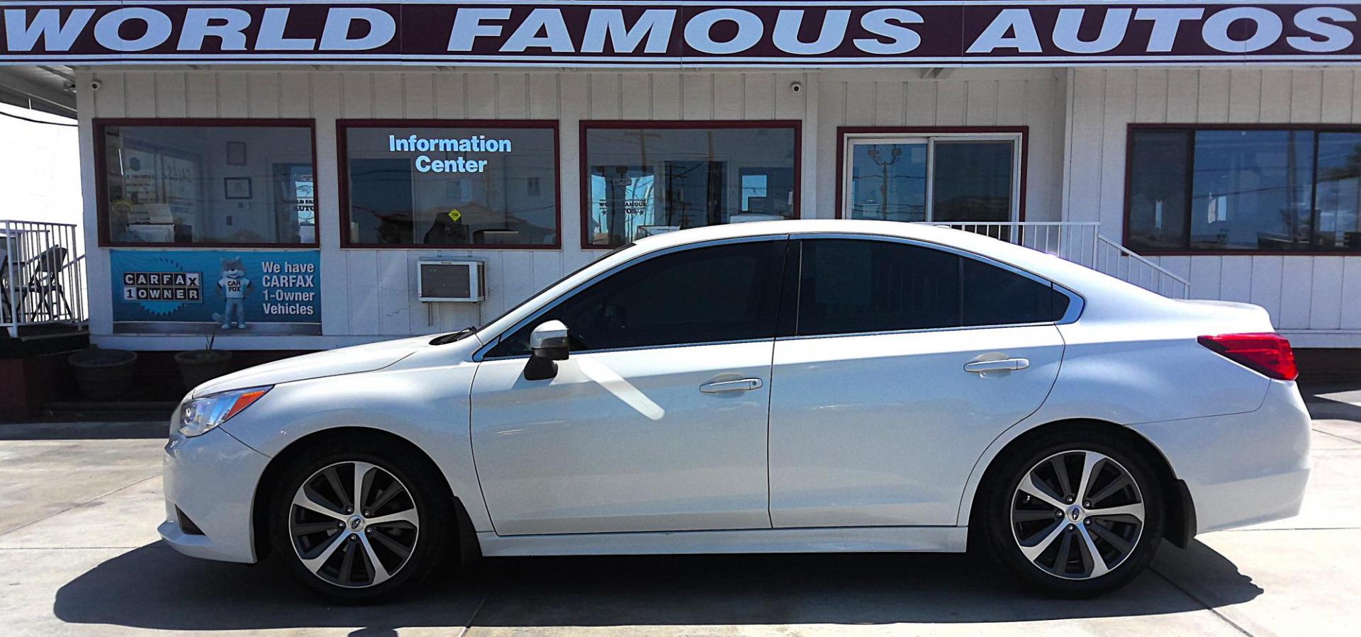 2015 WHITE Subaru Legacy 2.5i Limited (4S3BNAJ65F3) with an 2.5L H4 SOHC 16V engine, 6-Speed Automatic transmission, located at 502 S. Riverside Avenue, Medford, OR, 97501, (541) 773-3136, 42.322803, -122.867477 - Photo#0