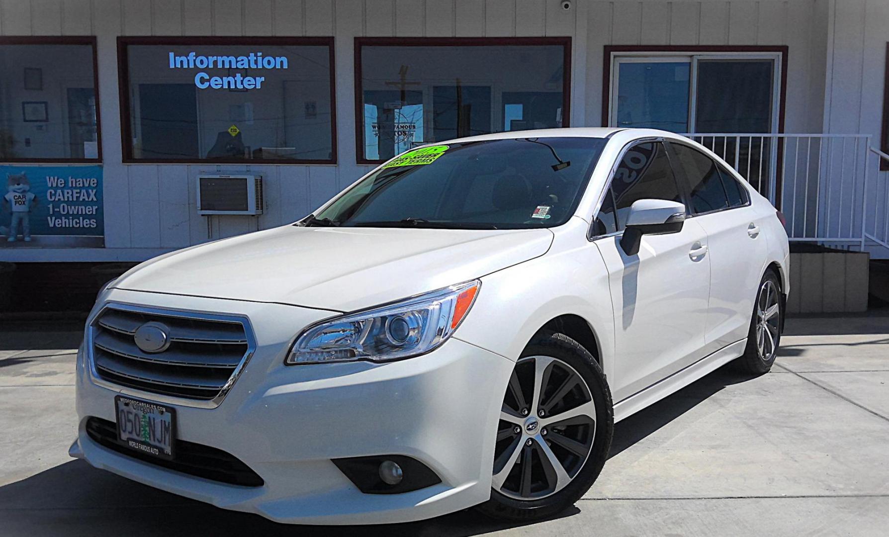 2015 WHITE Subaru Legacy 2.5i Limited (4S3BNAJ65F3) with an 2.5L H4 SOHC 16V engine, 6-Speed Automatic transmission, located at 502 S. Riverside Avenue, Medford, OR, 97501, (541) 773-3136, 42.322803, -122.867477 - Photo#1