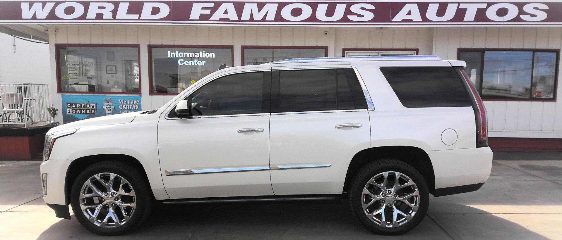 2015 WHITE Cadillac Escalade Premium 4WD (1GYS4CKJ8FR) with an 6.2L V8 OHV 16V FFV engine, 6-Speed Automatic transmission, located at 502 S. Riverside Avenue, Medford, OR, 97501, (541) 773-3136, 42.322803, -122.867477 - Photo#0