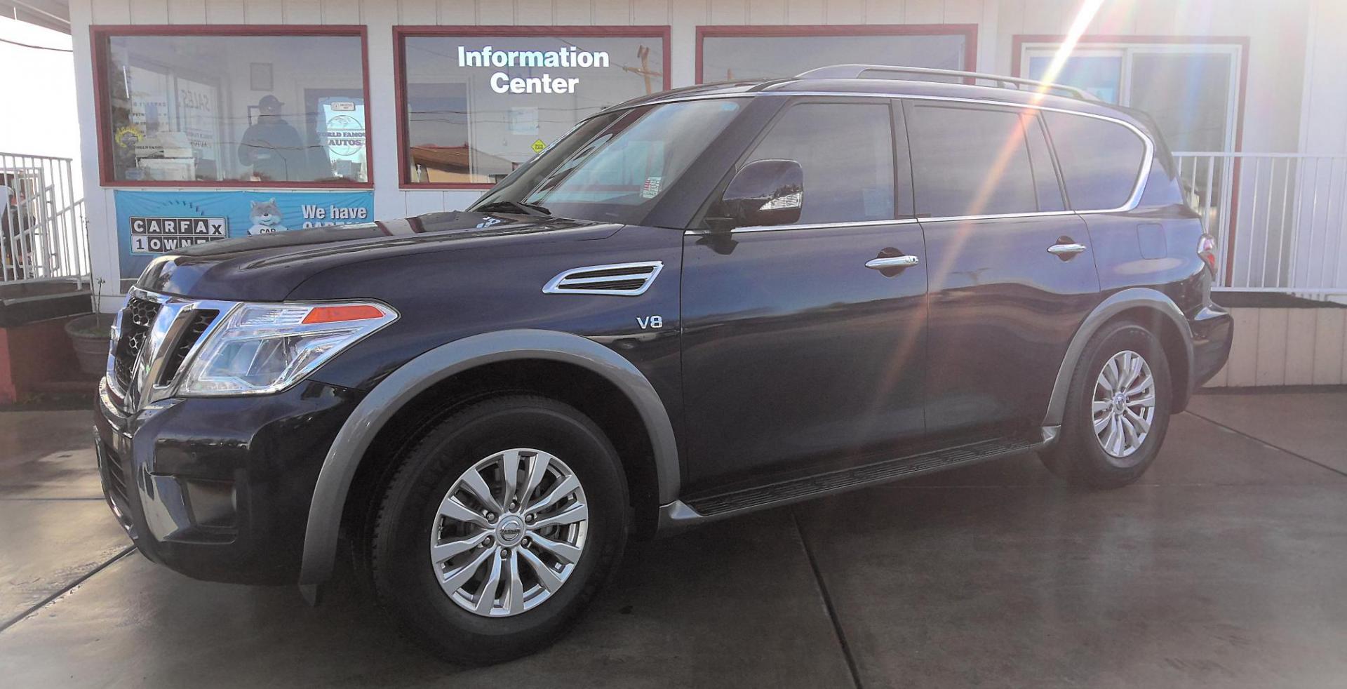 2018 BLUE Nissan Armada Platinum 2WD (JN8AY2NDXJ9) with an 5.6L V8 DOHC 32V engine, 7A transmission, located at 502 S. Riverside Avenue, Medford, OR, 97501, (541) 773-3136, 42.322803, -122.867477 - Photo#1