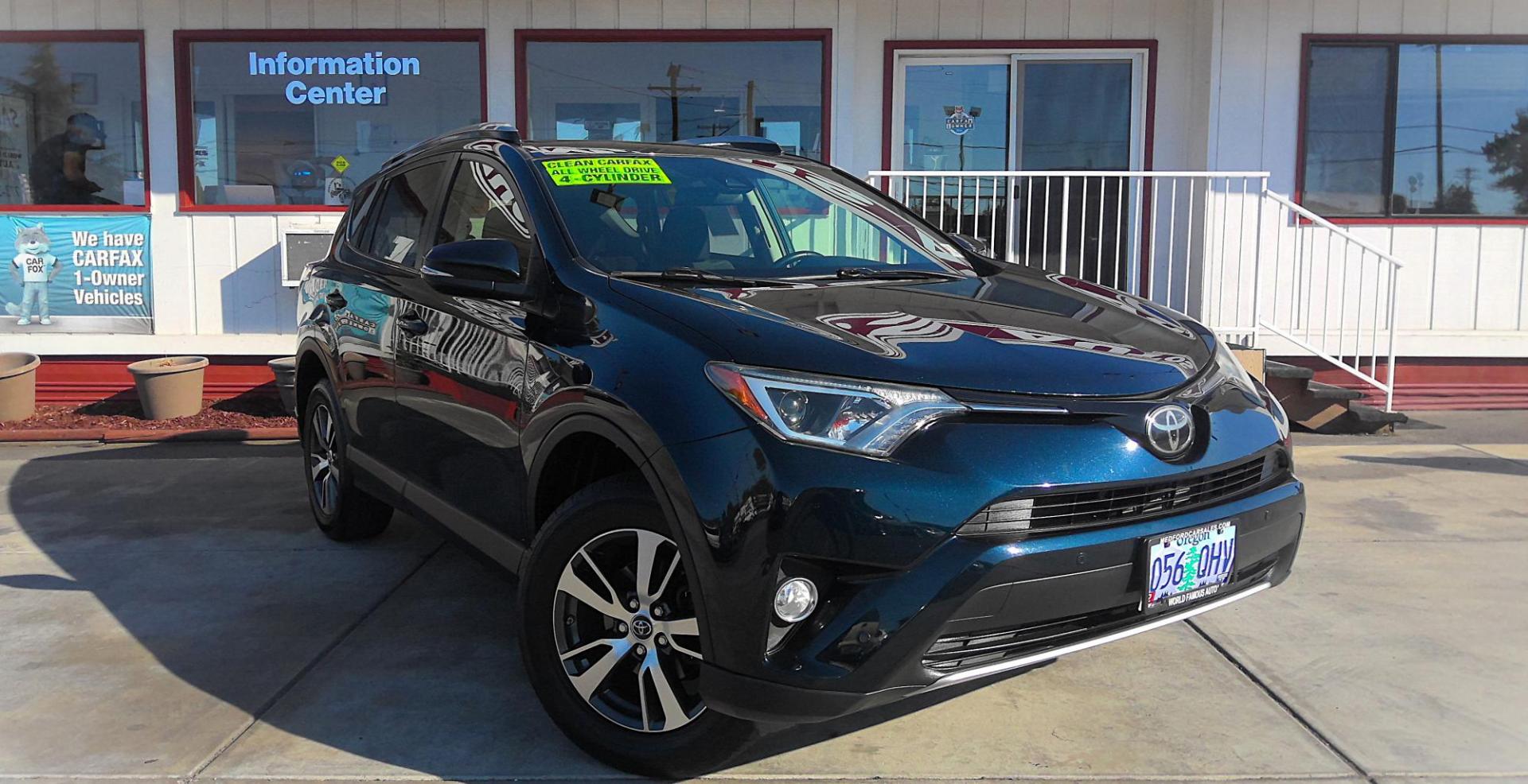 2018 BLUE Toyota RAV4 XLE AWD (JTMRFREVXJJ) with an 2.5L L4 DOHC 16V engine, 6A transmission, located at 502 S. Riverside Avenue, Medford, OR, 97501, (541) 773-3136, 42.322803, -122.867477 - Photo#1