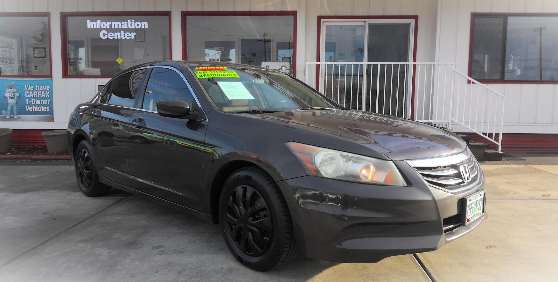 2012 GRAY Honda Accord LX Sedan AT (1HGCP2F34CA) with an 2.4L L4 DOHC 16V engine, 5-Speed Automatic transmission, located at 502 S. Riverside Avenue, Medford, OR, 97501, (541) 773-3136, 42.322803, -122.867477 - Photo#1