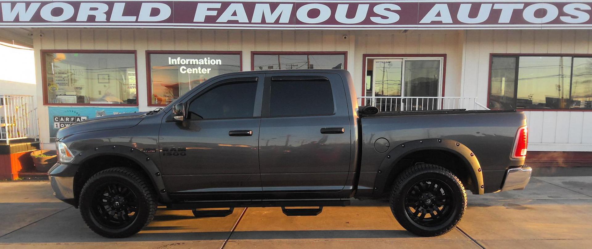 2014 GRAY /Black RAM 1500 Laramie Crew Cab SWB 4WD (1C6RR7NT0ES) with an 5.7L V8 OHV 16V engine, 6-Speed Automatic transmission, located at 502 S. Riverside Avenue, Medford, OR, 97501, (541) 773-3136, 42.322803, -122.867477 - This 5.7L V8 HEMI Dodge Ram Laramie pickup truck is an awesome 4x4 truck. INCLUDES: Leather-trimmed heated & cooled seats, heavy-duty engine cooling, trailer tow package, power mirrors, remote start, and more. - Photo#0