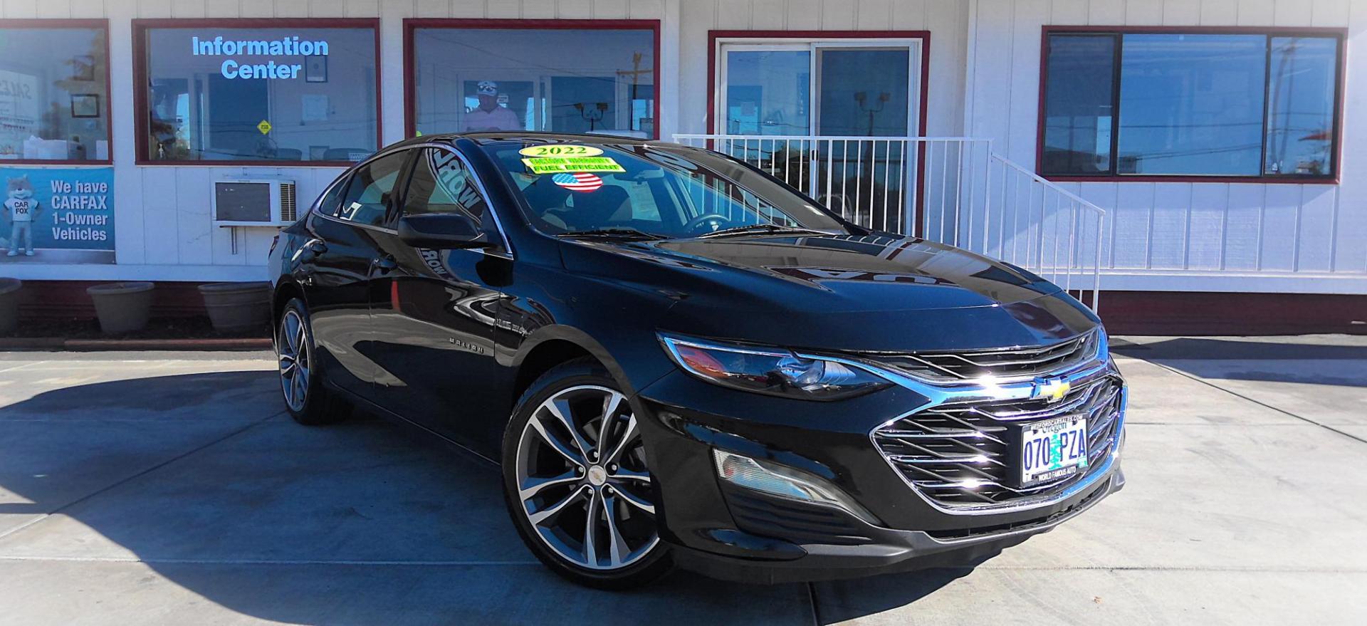 2022 BLACK Chevrolet Malibu LT (1G1ZD5ST9NF) with an 1.5L L4 DOHC 16V engine, 6A transmission, located at 502 S. Riverside Avenue, Medford, OR, 97501, (541) 773-3136, 42.322803, -122.867477 - Photo#1