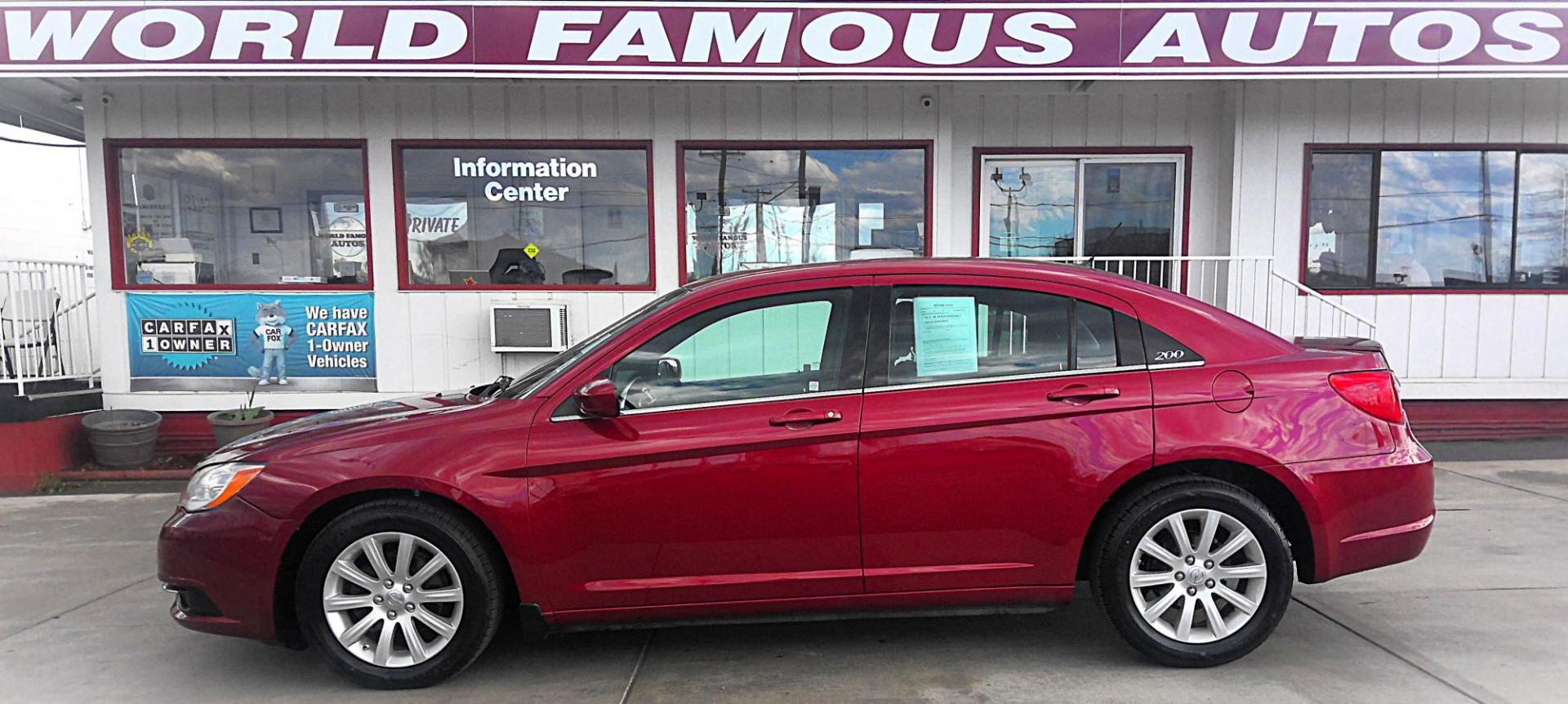 2012 RED Chrysler 200 Touring (1C3CCBBGXCN) with an 3.6L V6 DOHC 24V FFV engine, 6-Speed Automatic transmission, located at 502 S. Riverside Avenue, Medford, OR, 97501, (541) 773-3136, 42.322803, -122.867477 - Photo#0