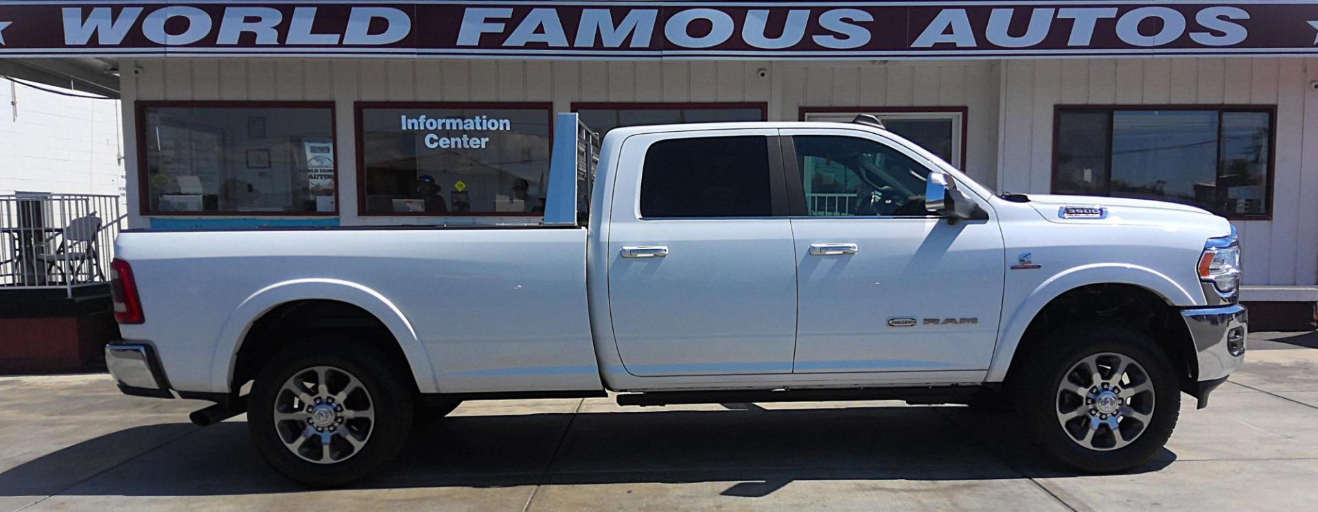2019 WHITE RAM 3500 Longhorn Crew Cab LWB 4WD (3C63R3KL7KG) with an 6.7L L6 OHV 24V TURBO DIESEL engine, 6A transmission, located at 502 S. Riverside Avenue, Medford, OR, 97501, (541) 773-3136, 42.322803, -122.867477 - Photo#0