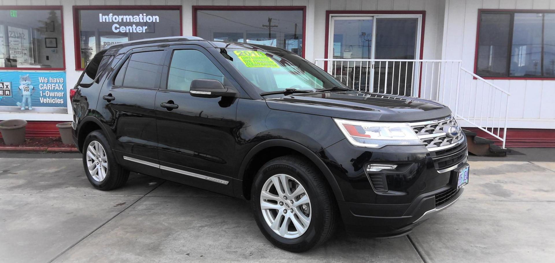 2018 BLACK Ford Explorer XLT 4WD (1FM5K8DH0JG) with an 2.3L L4 DOHC 16V engine, 6A transmission, located at 502 S. Riverside Avenue, Medford, OR, 97501, (541) 773-3136, 42.322803, -122.867477 - Photo#1